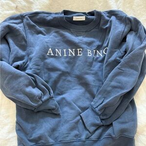 Anine Bing Navy Logo Crewneck Sweatshirt